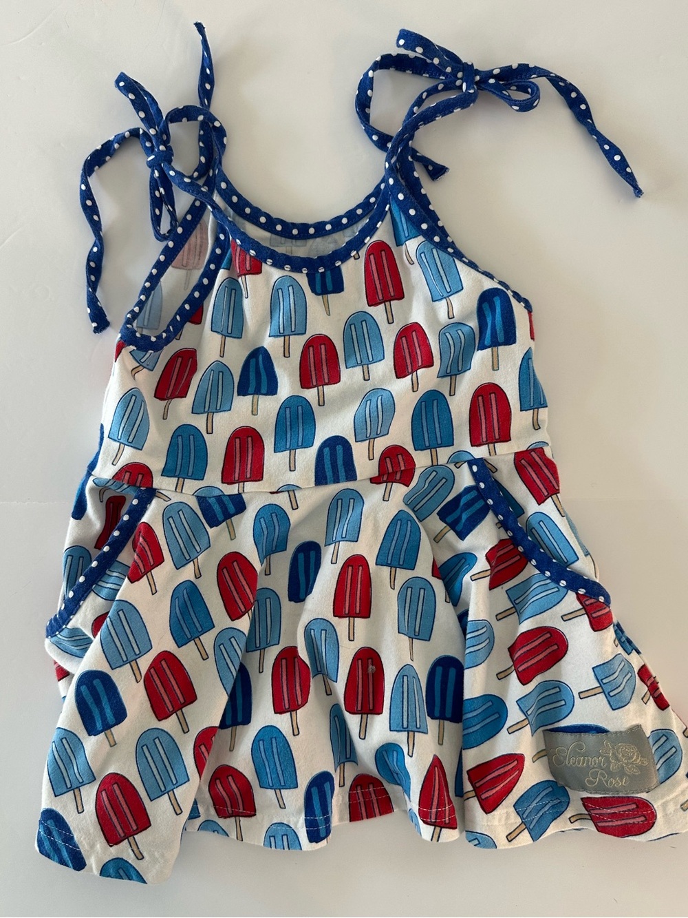 Eleanor Rose Girls Cotton Red White Blue Popsicle Top Size 5-6 July 4th America